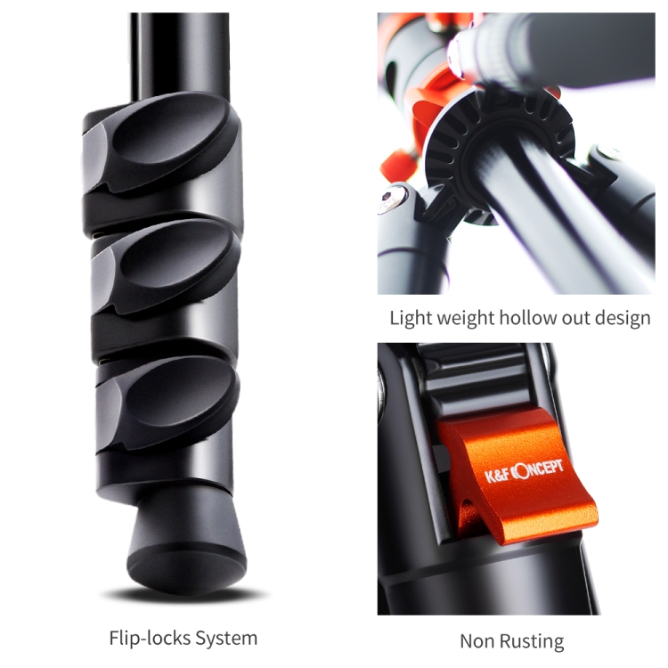 K&F CONCEPT KF09.089V1 Camera Tripods Aluminum Travel Vlog DSLR Tripod Monopod - 4