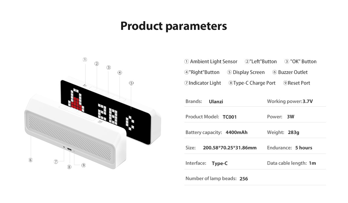 Ulanzi TC001 AWTRIX Smart Pixel Clock